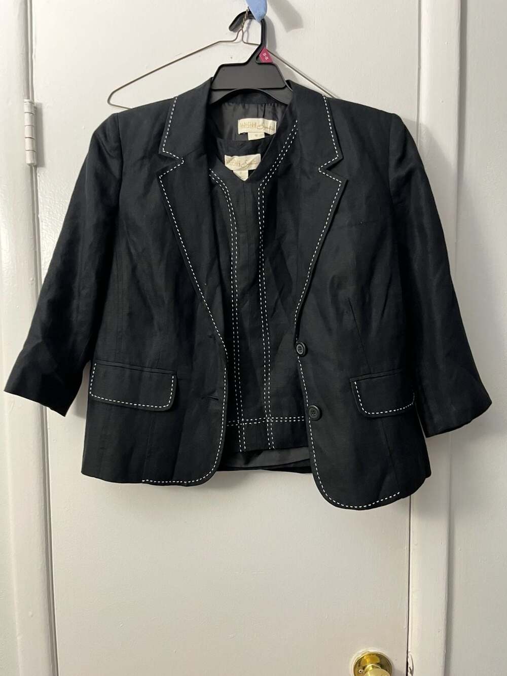 Parisian Signature Women's Black Linen-Rayon Blazer and Vest Set Size 12